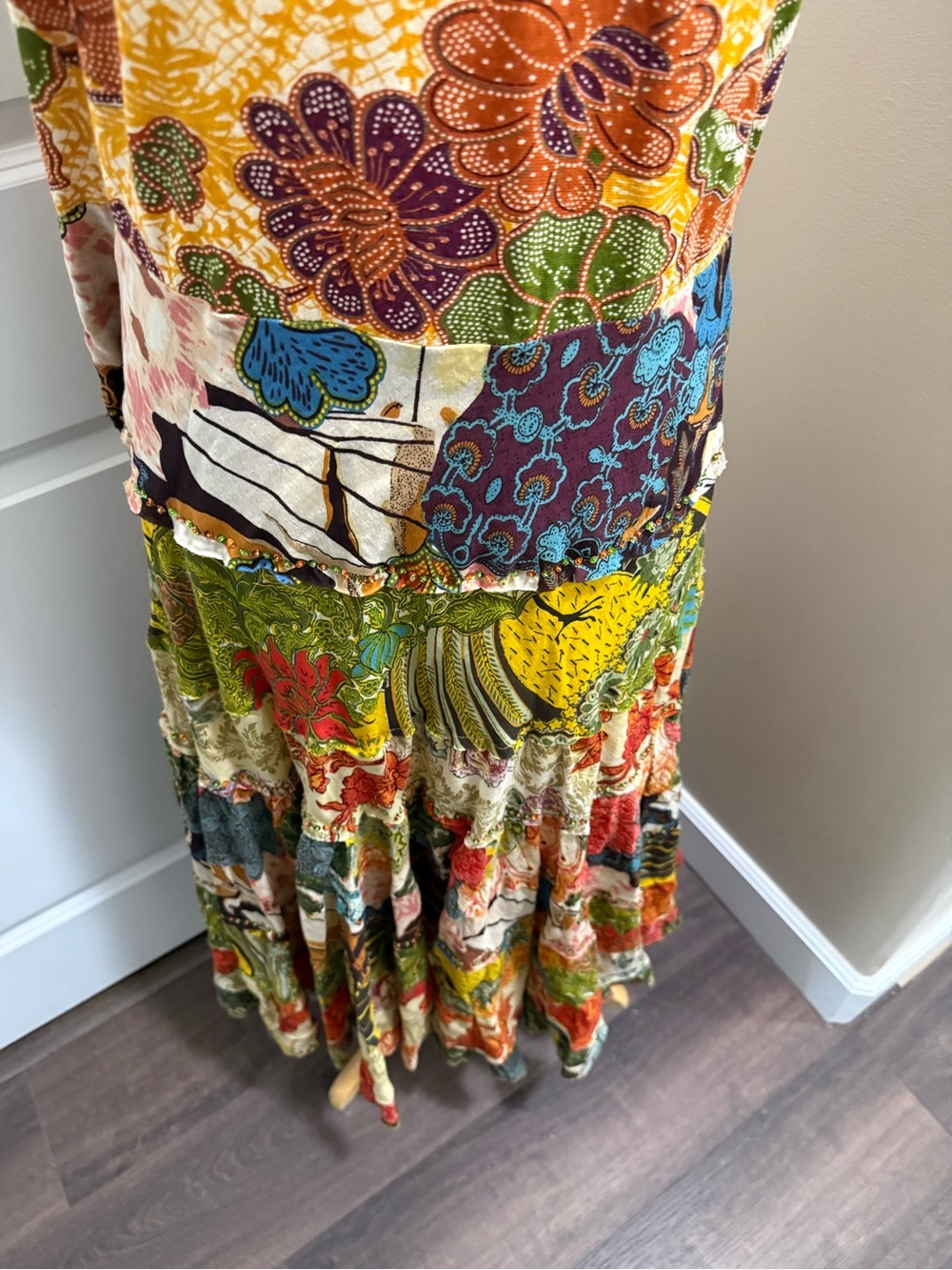 Bohemian Patchwork Floral Maxi Dress in Multicolor - Picture 3 of 14
